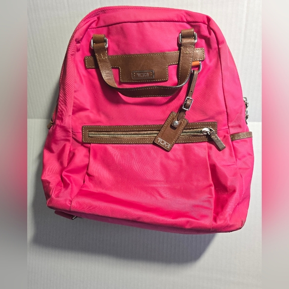 Tumi Pink and Brown Women's Backpack Y2K Vintage 90s - Picture 3 of 16